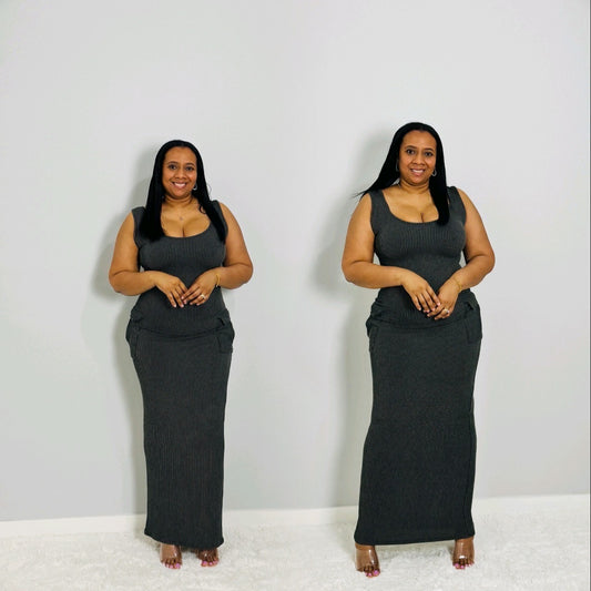 Jules Cargo Maxi Dress | Charcoal