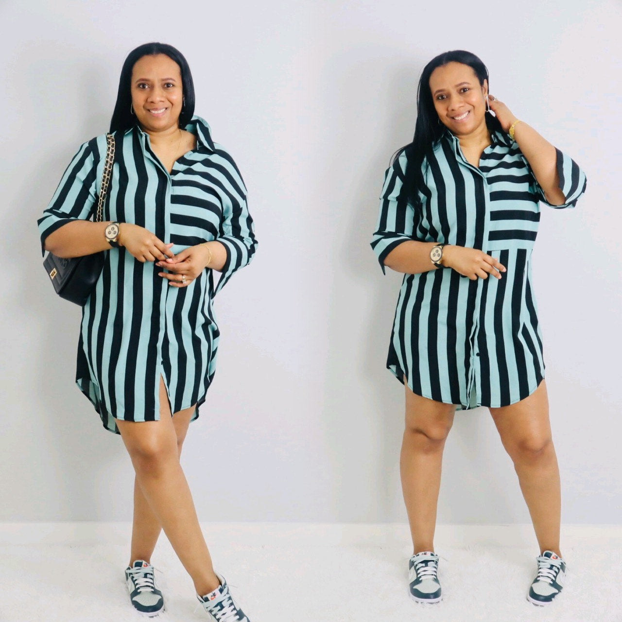 Stripe Shirt Dress | Sage