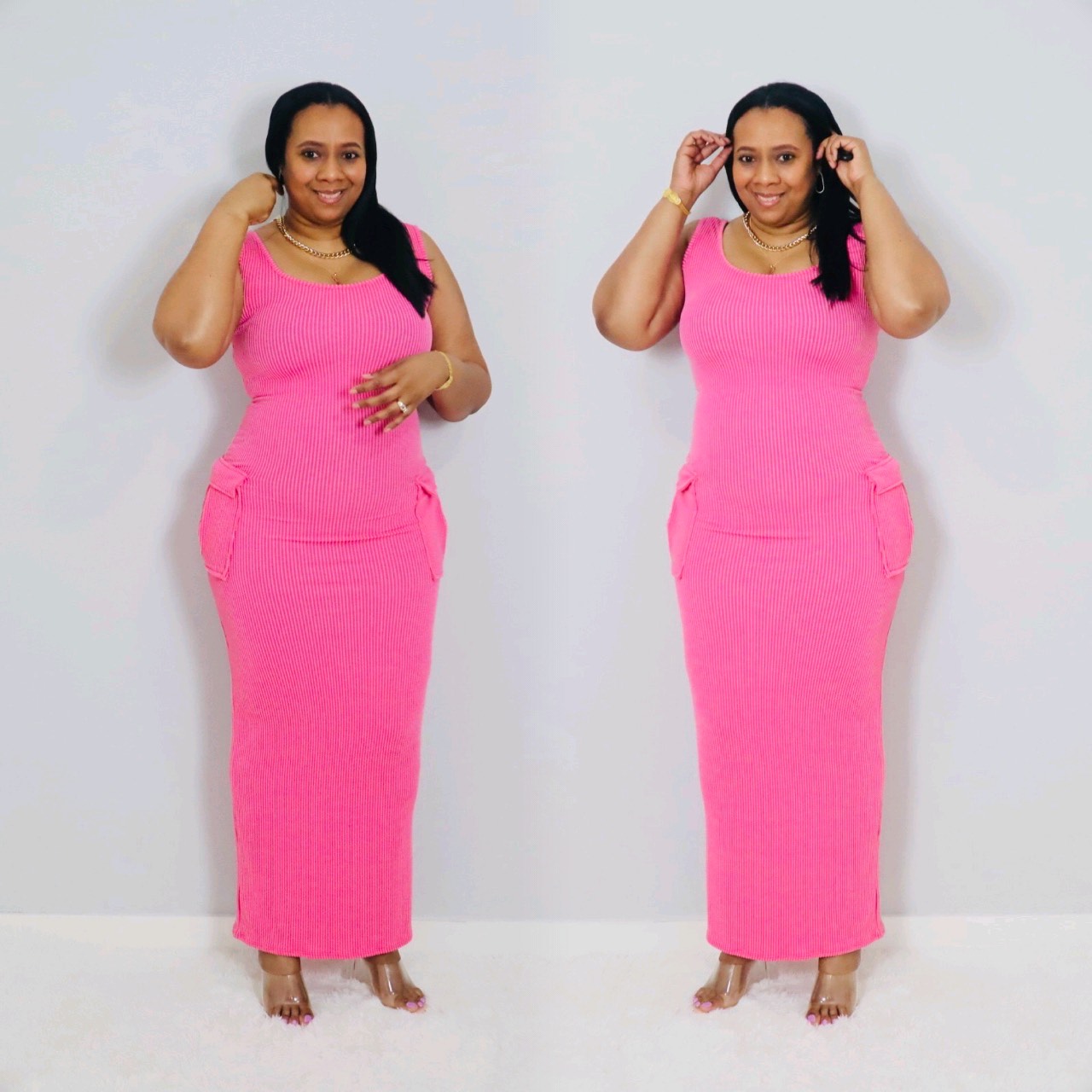 Jules Cargo Maxi Dress| Hot Pink